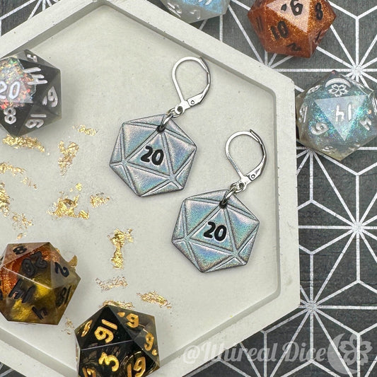Earrings - D20 Charm (Holo)