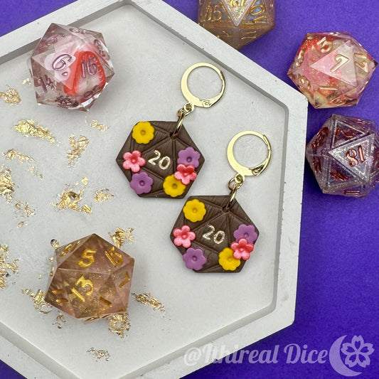 Earrings - D20 Charm (Festival Flowers)