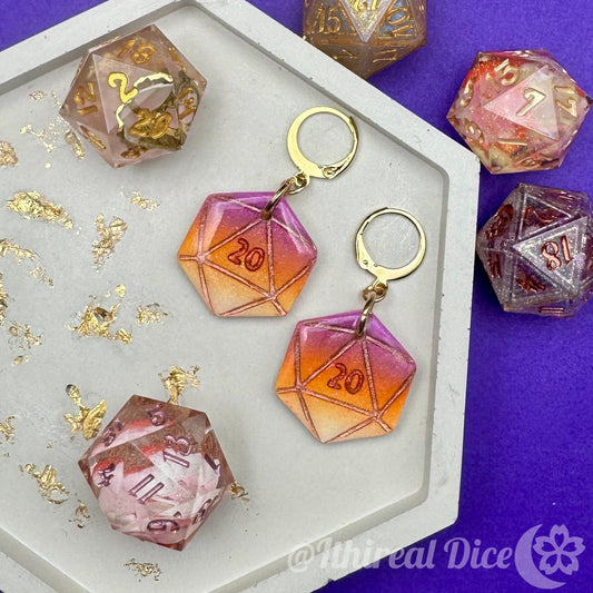 Earrings - D20 Charm (Faerun Sunset) (MtO)