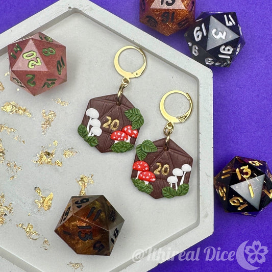 Earrings - D20 Charm (Cottage Core) (MtO)
