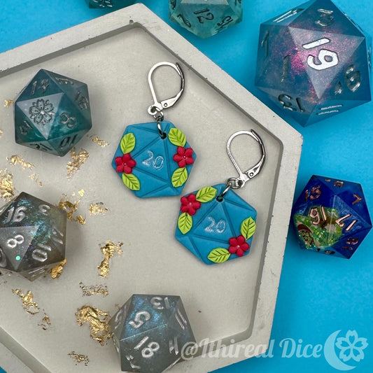 Earrings - D20 Charm (Floral)